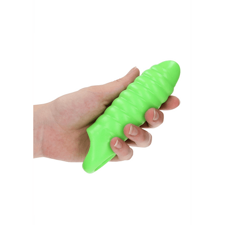 Penishülle Ouch mit Rillen nachtleuchtend Grün 10 x Ø 4 cm – Ansicht 6