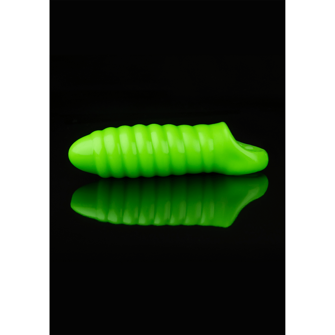 Penishülle Ouch mit Rillen nachtleuchtend Grün 10 x Ø 4 cm