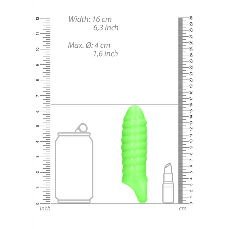 Penishülle Ouch mit Rillen nachtleuchtend Grün 10 x Ø 4 cm – Ansicht 5