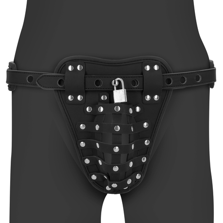 Peniskäfig Jock PU-Leder Schwarz 118 cm
