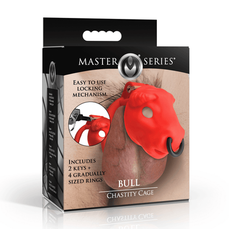 Peniskäfig Master Series Bull Stierkopf Silikon mit vier Ringen in zwei Farben 5,6 cm – Ansicht 6