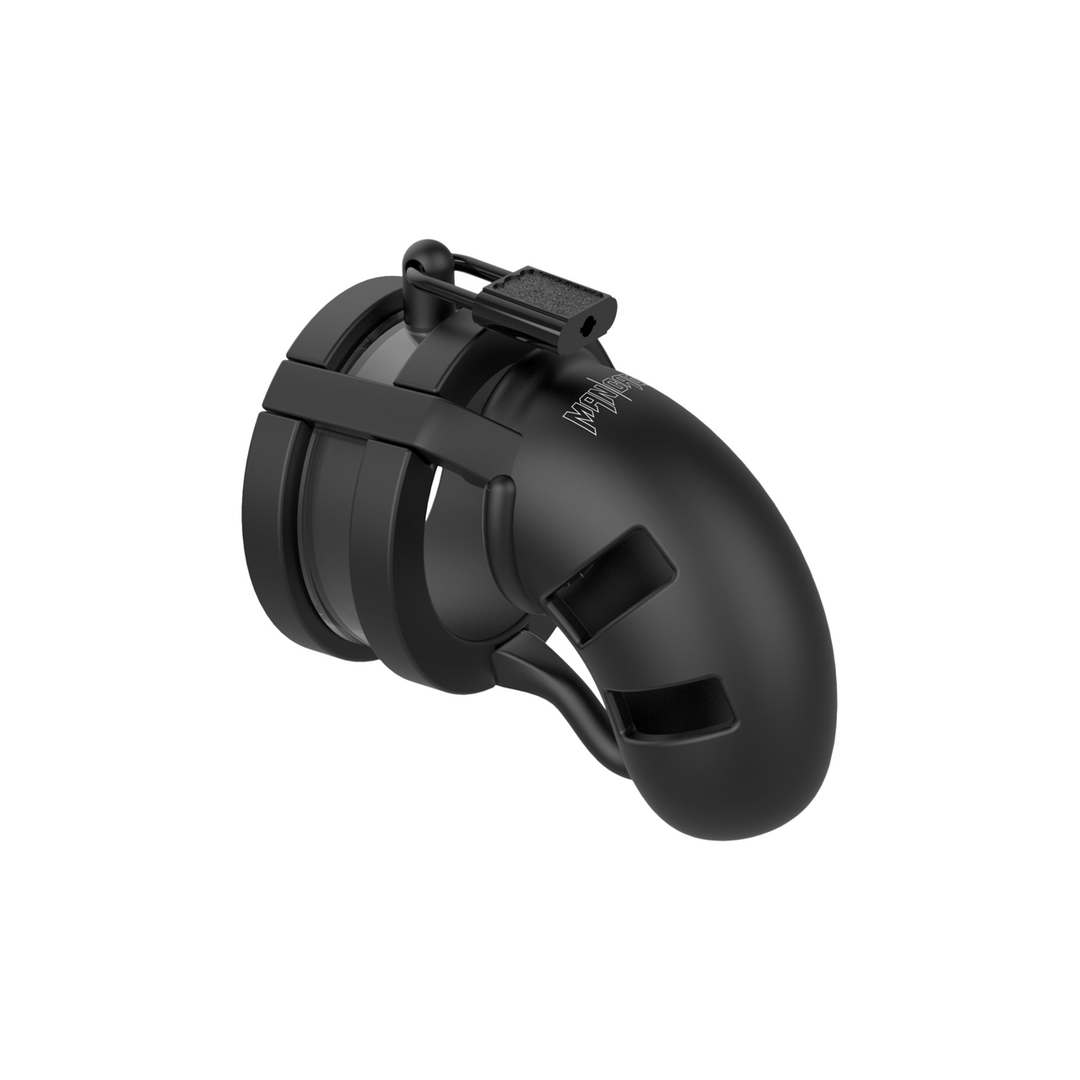 Peniskäfig ManCage 18 mit Ballsplitter aus Silikon Schwarz 11 cm