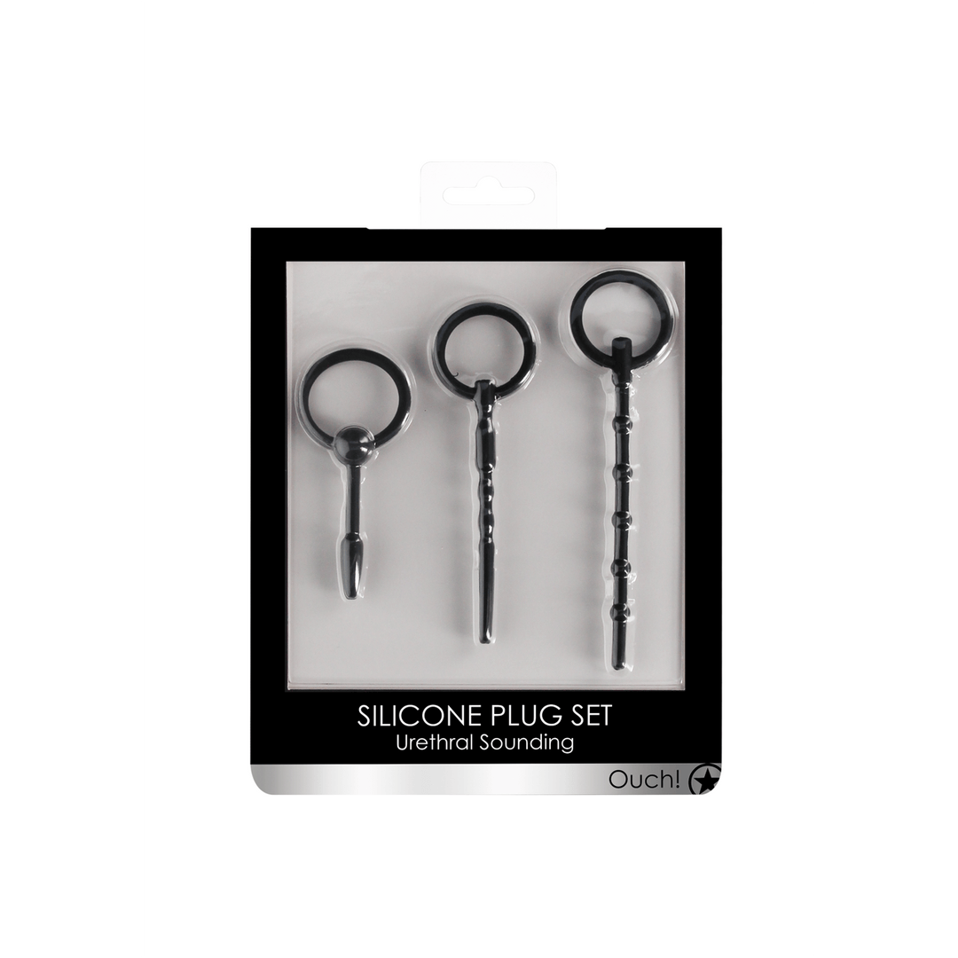 Penisplug-Set Ouch aus Silikon mit drei Sonden Schwarz 11,5 cm – Ansicht 2