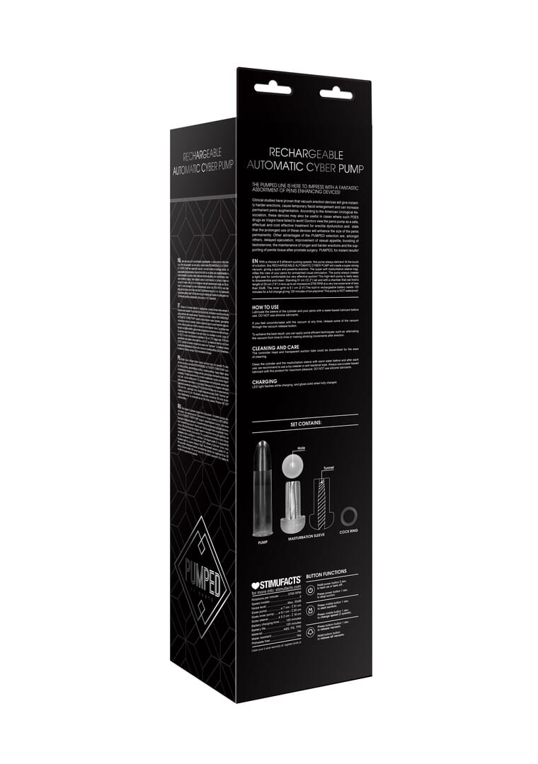 Penispumpe Cyber automatisch mit Akku und Hülle Durchsichtig 20 x Ø 7 cm – Ansicht 3