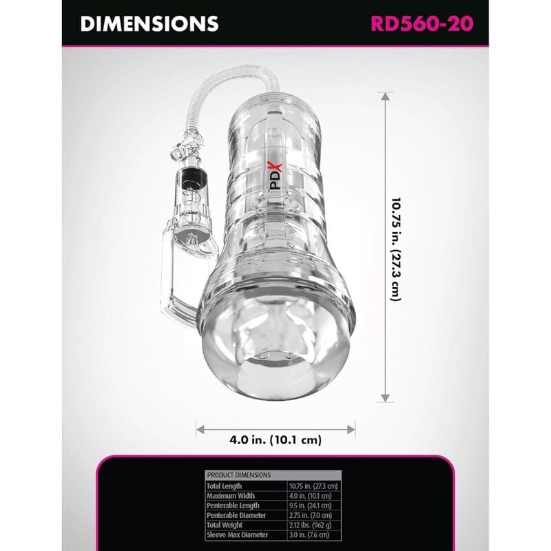 Penispumpe Viewtube Vac XXL Stroker mit Saugpumpe Transparent 27,3 cm – Ansicht 5