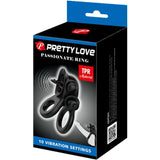 Penisring ate Ring Doppelter Vibrationsring + Klitoris-Stimulator Schwarz