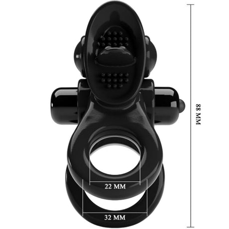 Penisring ate Ring Doppelter Vibrationsring + Klitoris-Stimulator Schwarz