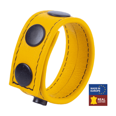 Penisring aus Leder Cocky verstellbar Gelb 6 cm