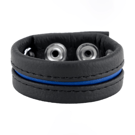 Penisring aus Leder gepolstert Schwarz und Blau 5,5 cm – Ansicht 2