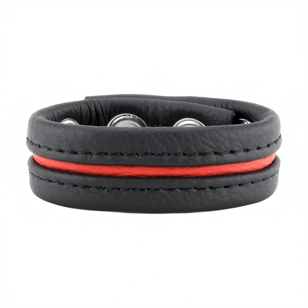Penisring aus Leder gepolstert Schwarz und Rot 5,5 cm – Ansicht 2