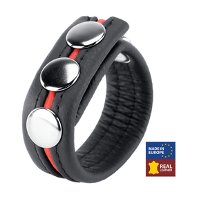 Penisring aus Leder gepolstert Schwarz und Rot 5,5 cm