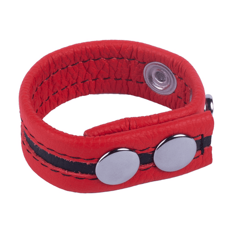 Penisring aus Leder Tippy gepolstert Rot und Schwarz 6 cm – Ansicht 2