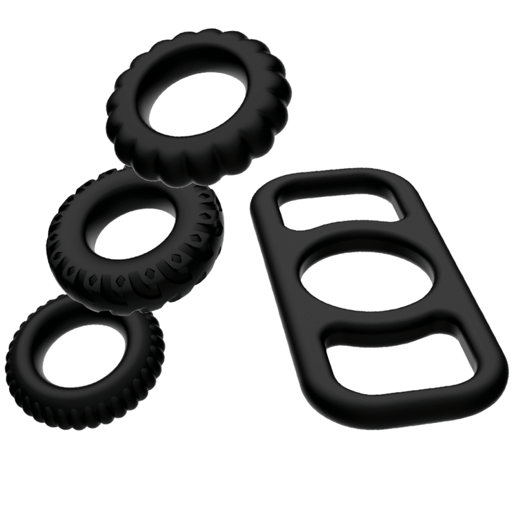 Penisring Cockring-Set 4-teilig Schwarz Ø 3,6 cm – Ansicht 2