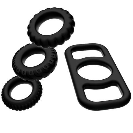 Penisring Cockring-Set 4-teilig Schwarz Ø 3,6 cm