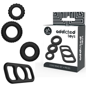 Penisring Cockring-Set 4-teilig Schwarz Ø 3,6 cm