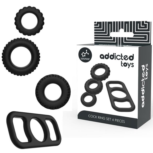 Penisring Cockring-Set 4-teilig Schwarz Ø 3,6 cm