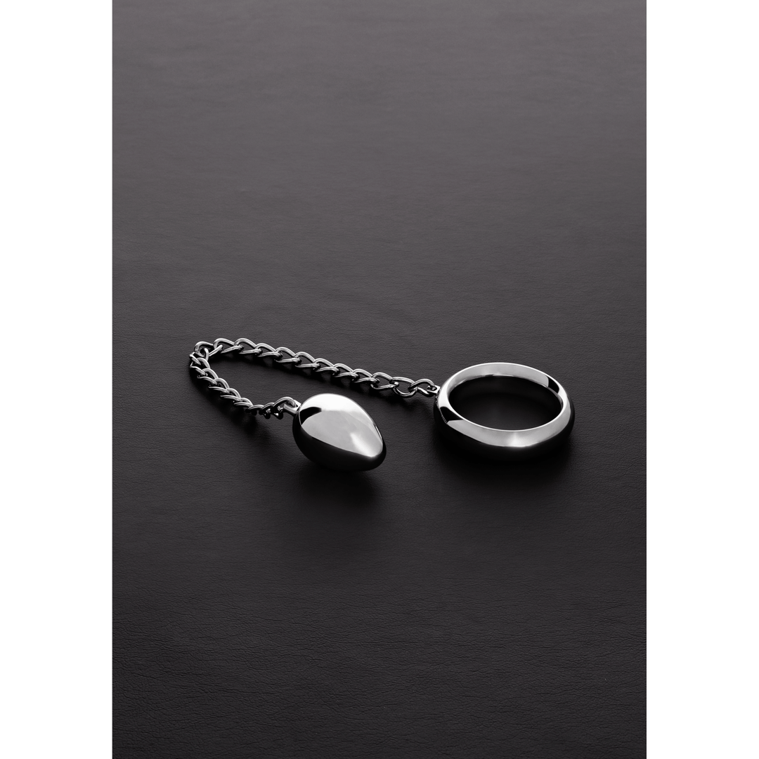 Penisring Donut mit Anal-Ei aus Edelstahl Silber