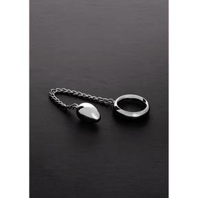 Penisring Donut mit Anal-Ei aus Edelstahl Silber