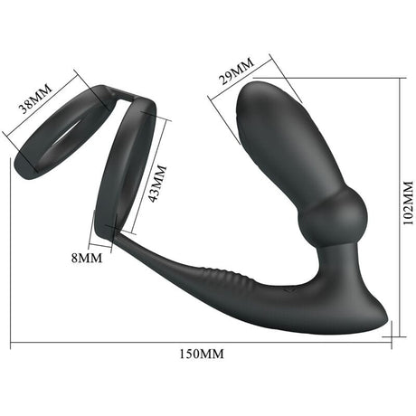 Penisring Emoni + Anal Plug 12 Vibrationen Schwarz