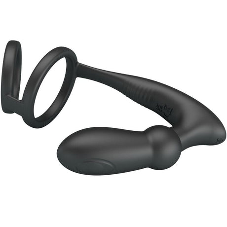 Penisring Emoni + Anal Plug 12 Vibrationen Schwarz
