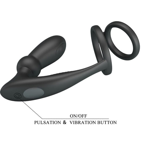 Penisring Emoni + Anal Plug 12 Vibrationen Schwarz