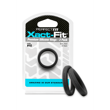 Penisring PerfectFitBrand Xact-Fit Nummer 10 Doppelpack Schwarz Ø 2,6 cm