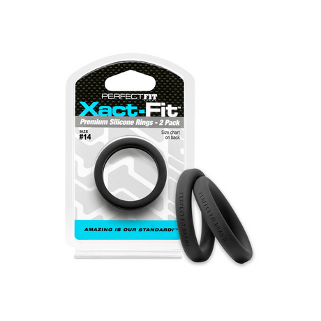 Penisring PerfectFitBrand Xact-Fit Nummer 14 Doppelpack Schwarz Ø 3,6 cm