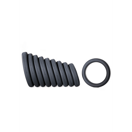 Penisring-Set PerfectFitBrand Play Zone mit neun Ringen und Messkegel Schwarz – Ansicht 3