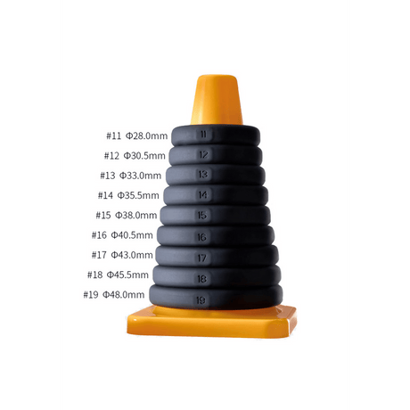 Penisring-Set PerfectFitBrand Play Zone mit neun Ringen und Messkegel Schwarz – Ansicht 4