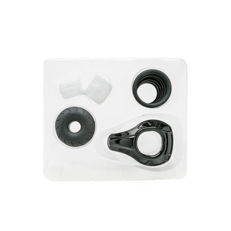 Penisring-Set PerfectFitBrand Premium mit vier Ringen Schwarz 7,6 cm
