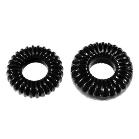 Penisring-Set PerfectFitBrand Ribbed Ring mit zwei Ringen Schwarz Ø 4 cm