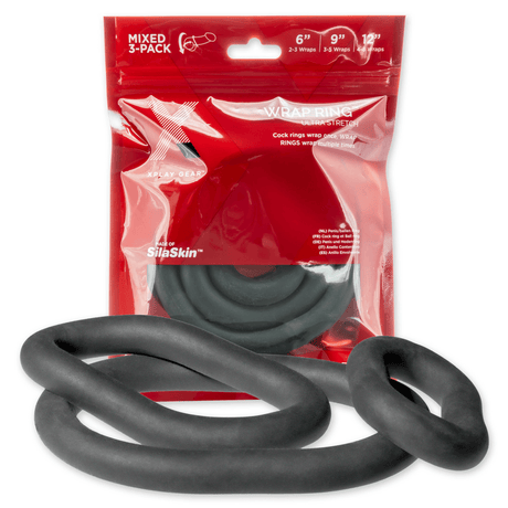 Penisring-Set PerfectFitBrand Wrap Ring Ultra Stretch Doppelpack Schwarz 15,2 und 30,5 cm – Ansicht 2