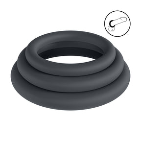 Penisring-Set Classic aus Silikon 3-teilig Schwarz L/XL/XXL Ø innen 3,3 bis 3,9 cm