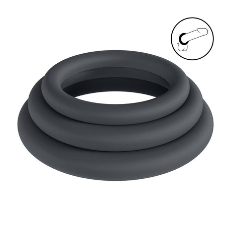 Penisring-Set Silikon 3-teilig L/XL/XXL Schwarz 5 x Ø 5 cm