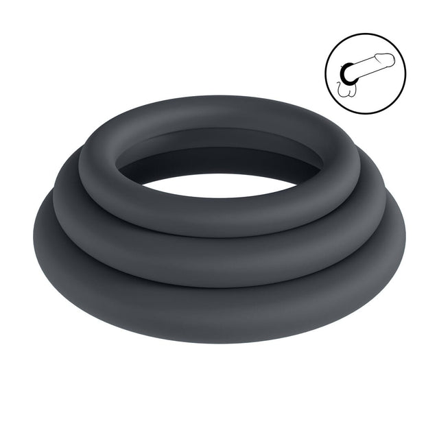 Penisring-Set Classic aus Silikon 3-teilig Schwarz L/XL/XXL Ø innen 3,3 bis 3,9 cm