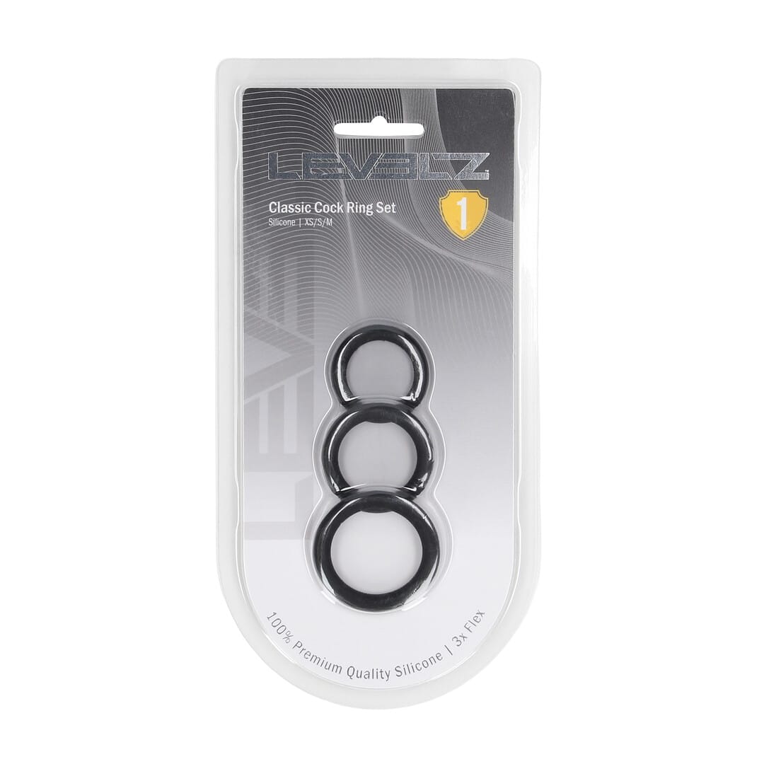 Penisring-Set Classic aus Silikon 3-teilig Schwarz XS/S/M Ø innen 2,2 bis 3 cm – Ansicht 2