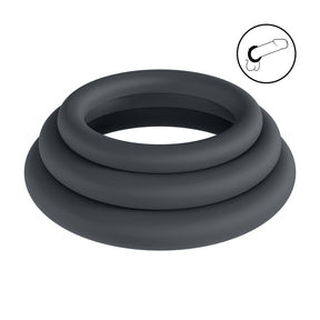 Penisring-Set Classic aus Silikon 3-teilig Schwarz XS/S/M Ø innen 2,2 bis 3 cm