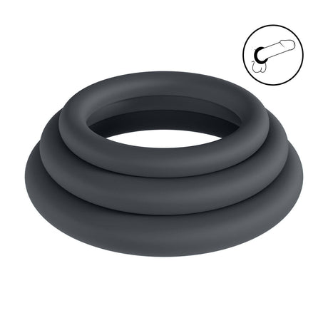 Penisring-Set Silikon 3-teilig XS/S/M Schwarz 3,7 x Ø 3,7 cm