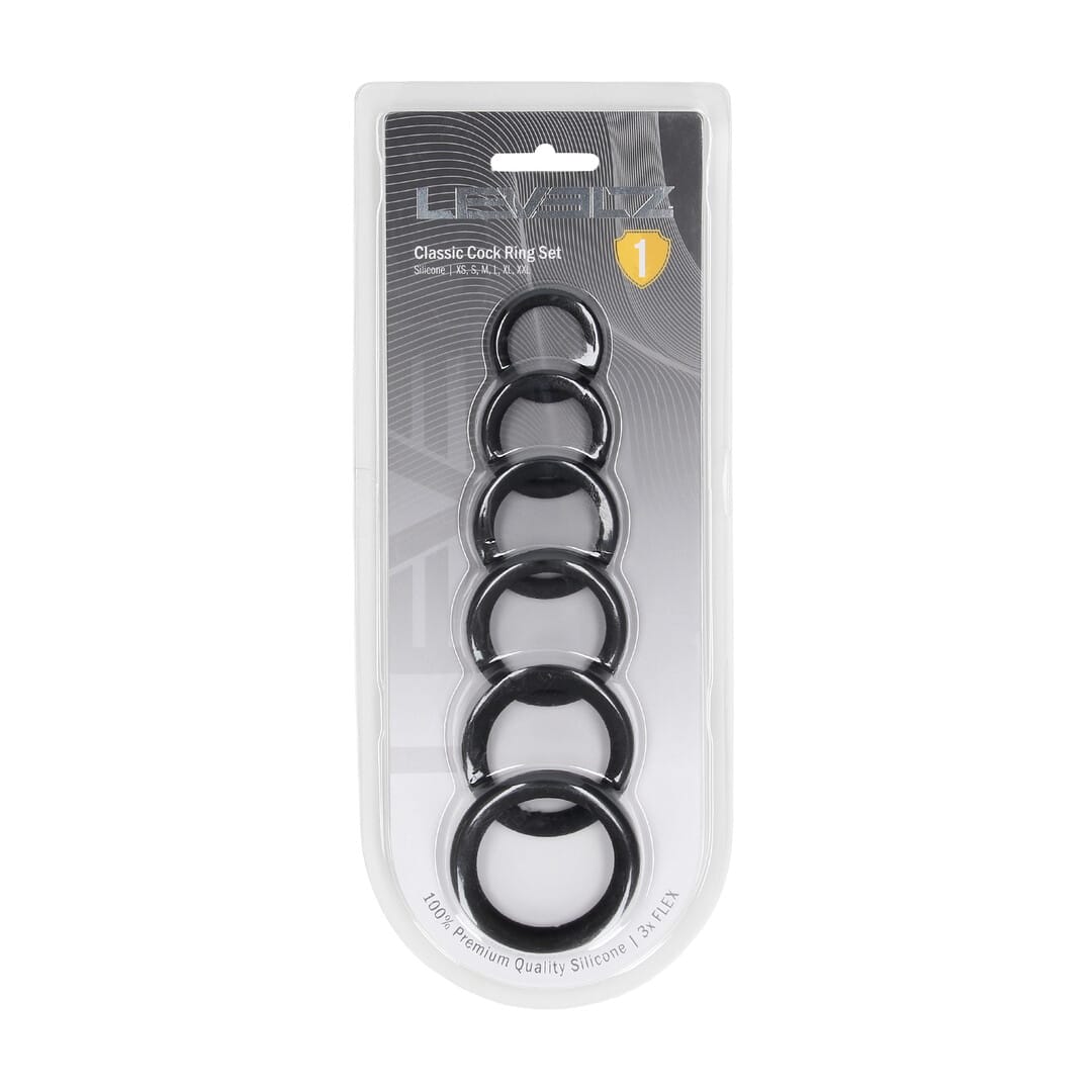 Penisring-Set Classic aus Silikon 6-teilig Schwarz XS bis XXL Ø innen 2,2 bis 3,9 cm – Ansicht 2