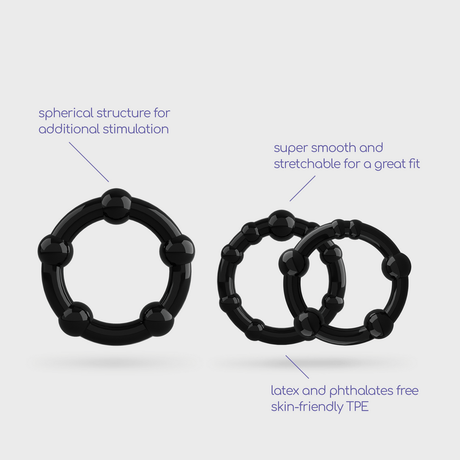 Penisring-Set Triple Bead Schwarz 6,5 x Ø 2,5 cm – Ansicht 6
