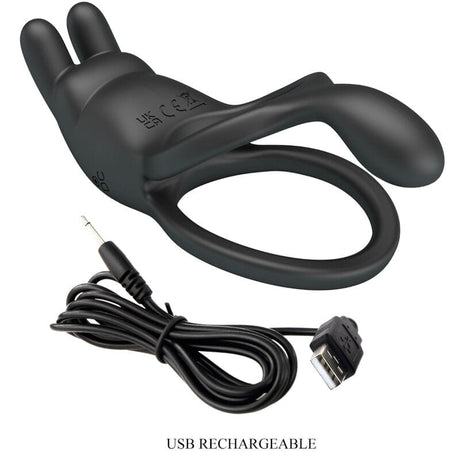 Penisring Seth Doppel-Vibrationsring Rabbit 7 Vibrationen Schwarz