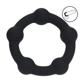 Penisring mit Perlen aus Silikon Schwarz S Ø innen 3 cm
