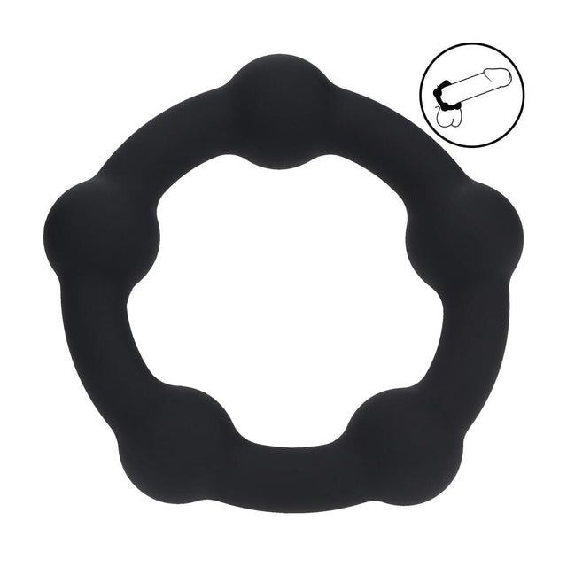 Penisring mit Perlen aus Silikon Schwarz S Ø innen 3 cm