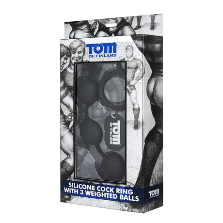 Penisring Tom of Finland mit drei Gewichtskugeln Silikon Schwarz 15,2 x Ø 3,8 cm – Ansicht 2