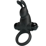 Penisring Vibrationsring + Rabbit-Klitoris-Stimulator 10 Vibrationen Schwarz