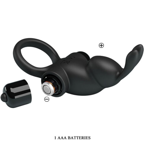 Penisring Vibrationsring + Rabbit-Klitoris-Stimulator 10 Vibrationen Schwarz