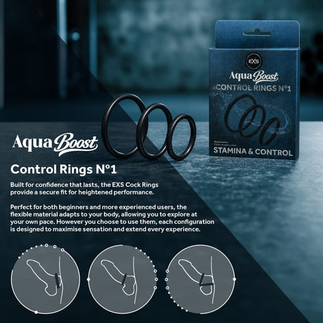 Penisringe EXS AquaBoost Control Rings 3er-Set Schwarz – Ansicht 6