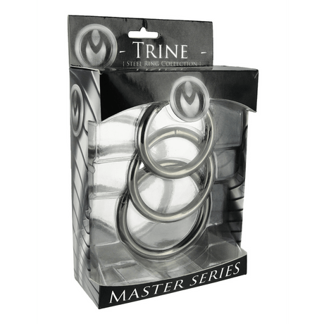 Penisringe Master Series Trine Set aus drei Weiten Stahl Silber – Ansicht 2