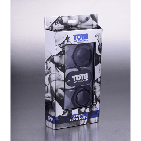 Penisringe Tom of Finland Cock Nuts als Sechskantmuttern Silikon Schwarz 3 Stück Ø 2,5 cm – Ansicht 2