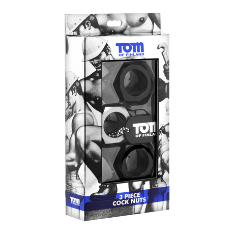 Penisringe Tom of Finland Cock Nuts als Sechskantmuttern Silikon Schwarz 3 Stück Ø 2,5 cm – Ansicht 3